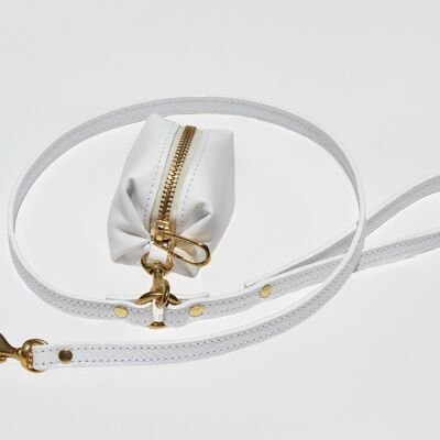 White leash 100cm - Gold