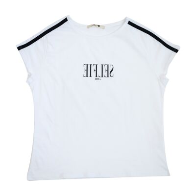 Camiseta Elke Selfie - Blanco/Negro