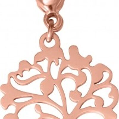 Charm Cosmopolitan Tree of Life en acier inoxydable rose