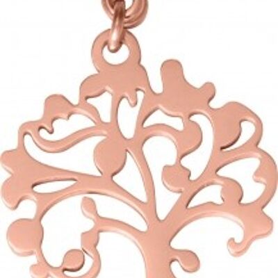 Charm Cosmopolitan Tree of Life rosa de acero inoxidable
