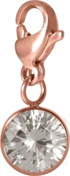 Charm Cosmopolitan con un solitario - acero inoxidable rosado