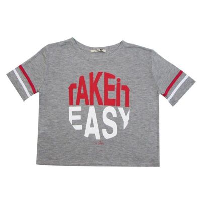 Camiseta Catalina Take it easy - Gris/Blanco/Rojo