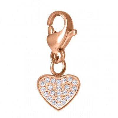 Charm Coeur cosmopolite en acier inoxydable rosé