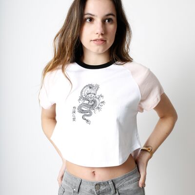Camiseta Hun - Blanco/Rosa/Negro