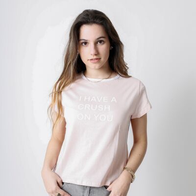 Camiseta Hi - Rosa/Blanco