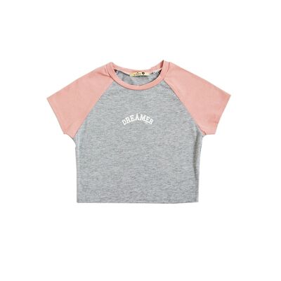 Camiseta Hilda - Gris/Rosa/Blanco