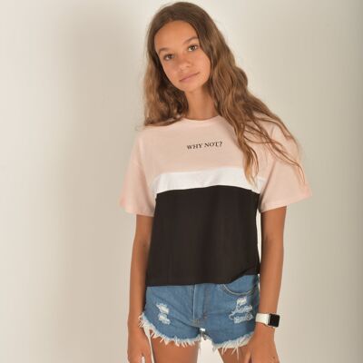 Camiseta Lara - Negro/Rosa/Blanco
