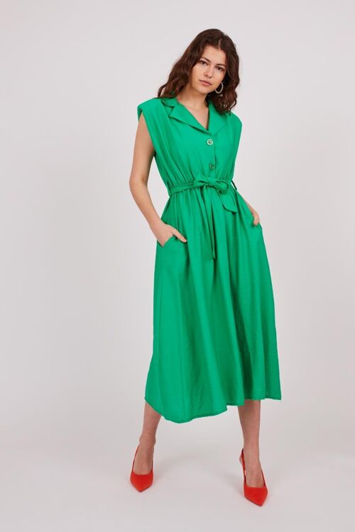 Vestido midi solapas - Verde