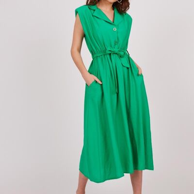 Abito midi con revers - Verde