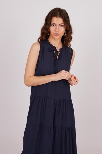 Robe midi fluide - Bleu Marine 4