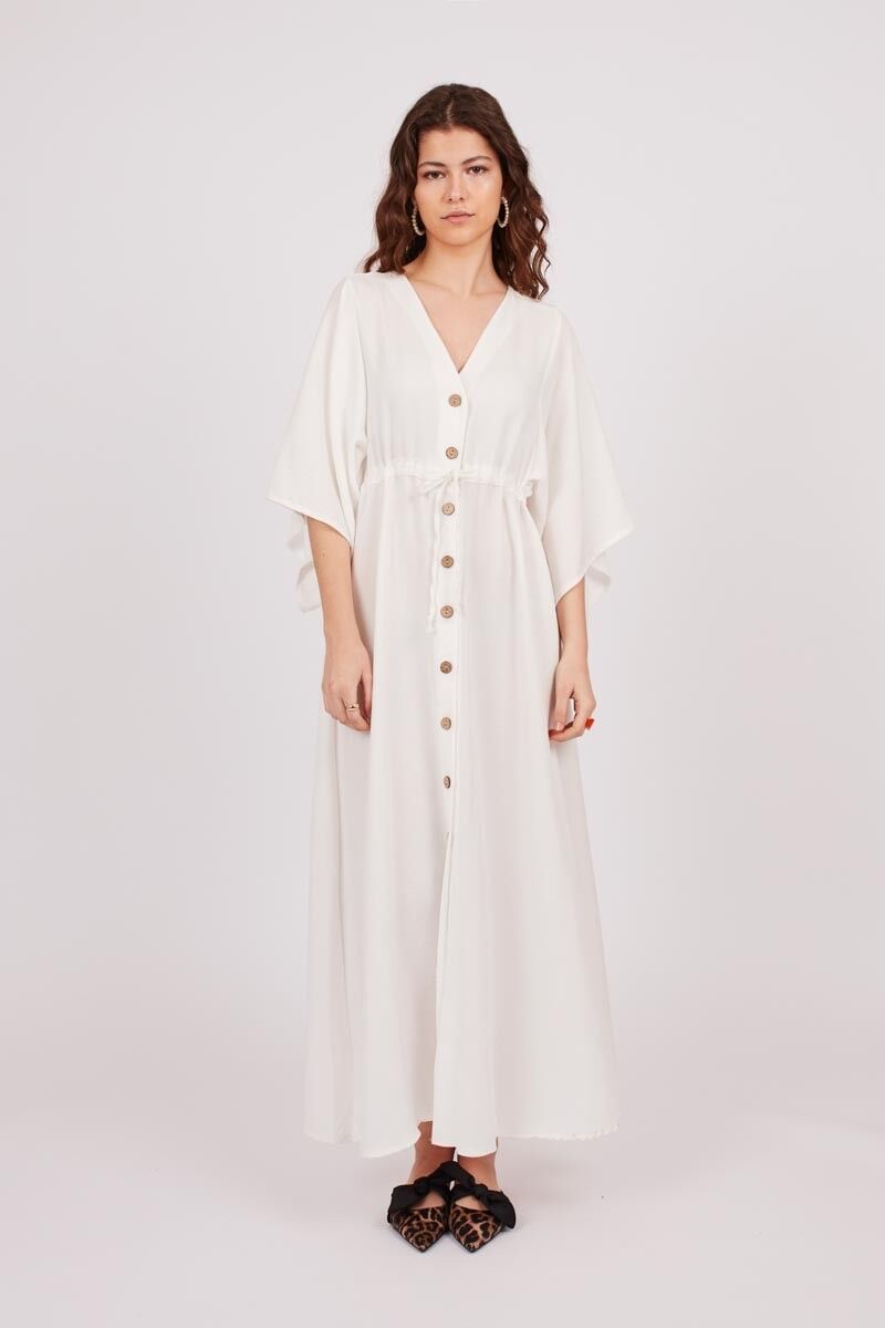 Abito lungo con bottoni - Bianco