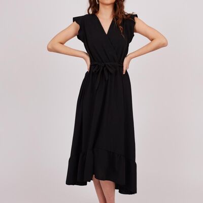 Asymmetric Midi Dress - Black