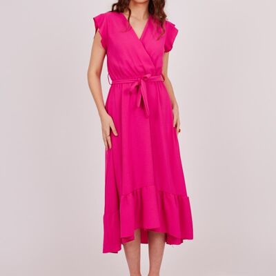 Asymmetric midi dress - Fuchsia