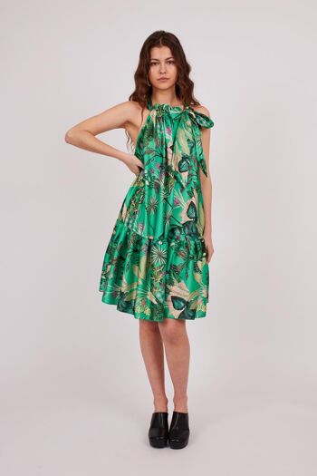 Robe courte noeud - Vert, Multicolore 1