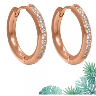 Créole Hawaii acier inoxydable rosé rond poli zircone 20mm