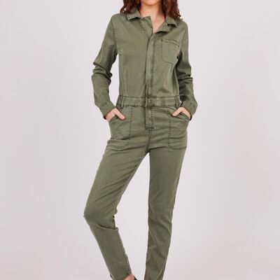 Denim worker style jumpsuit - Military Green