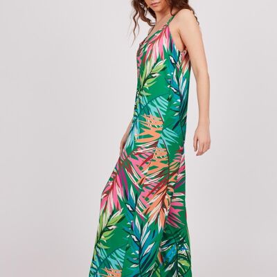 Printed straight jumpsuit - Green, Multicolored