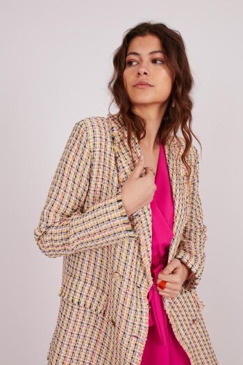 Blazer tissé tweed - Noir, écru 4