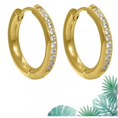 Creole Hawaii acciaio inossidabile oro rotondo lucido 20mm zirconia