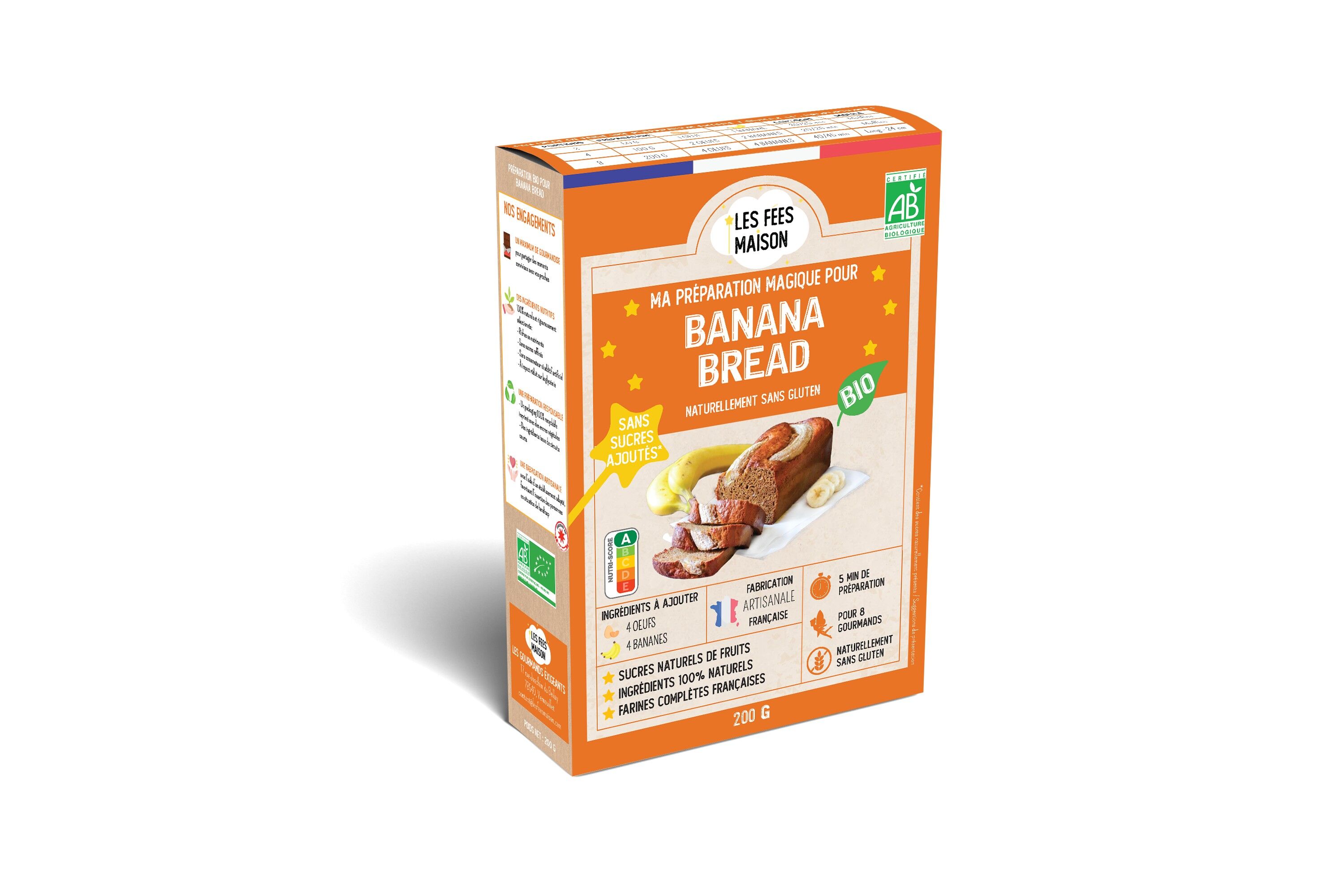 Préparation Gâteau Bio pour Banana Bread Sans Sucres Ajoutés