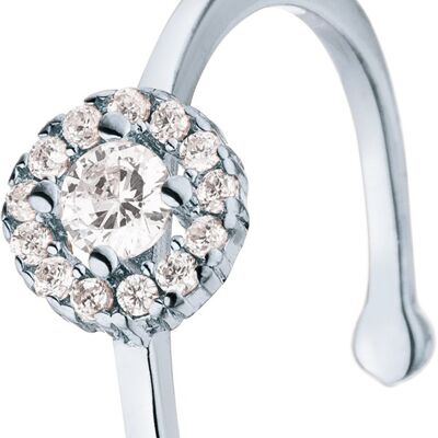 Silver ring round attachment with zirconia