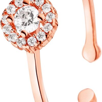 Silver ring round attachment with zirconia rose gold plated