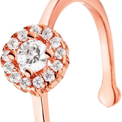 Silver ring round attachment with zirconia rose gold plated