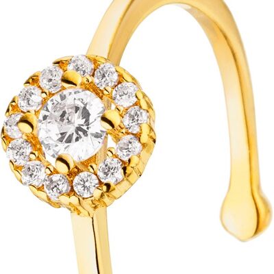 Gold-plated silver ring round attachment with zirconia