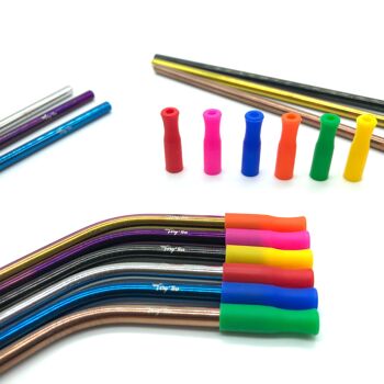 24 Embouts Silicone Multicolores pour Pailles Réutilisables en Acier Inoxydable ou Verre - Compatible Pailles de 6 mm de diamètre. 5