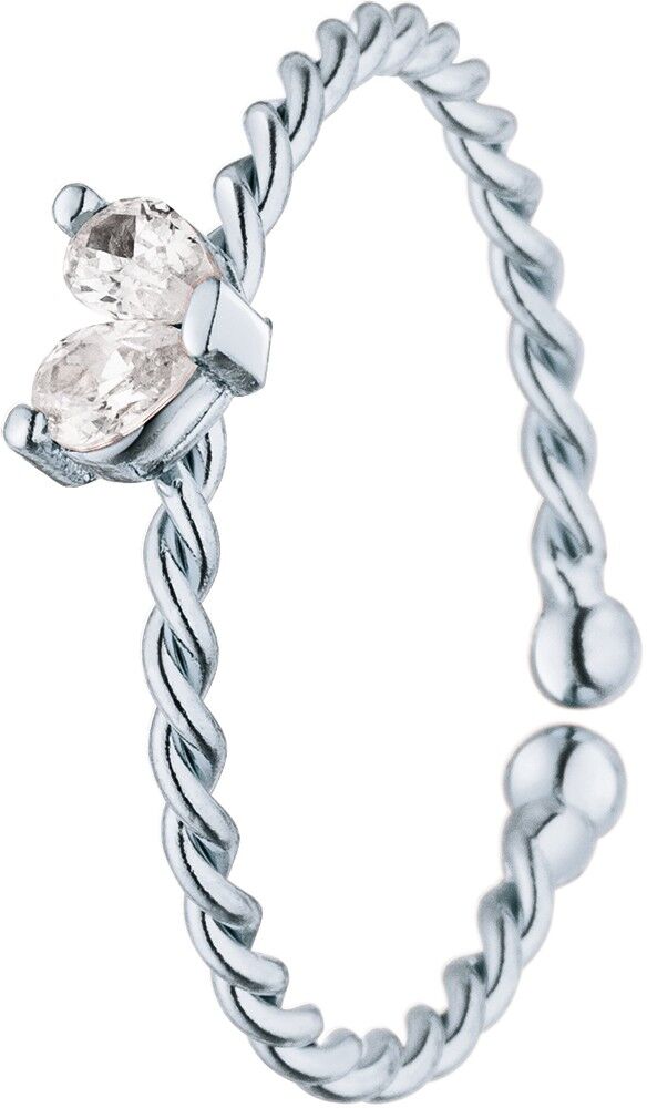 Attache coeur bague en argent avec zircone