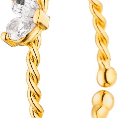 Accesorio de corazón anillo de plata con circonita bañada en oro