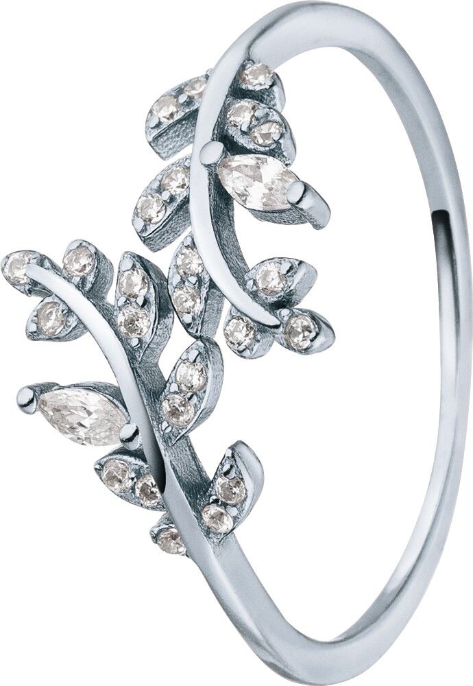 Bague en argent vrille de fleur avec zircone