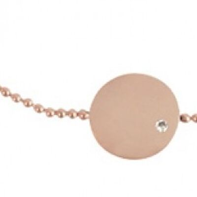 Bracelet with disc on rose ball chain