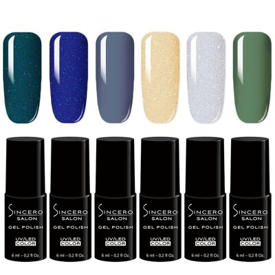 Set smalti gel SINCERO SALON, New york glam, 6 x 6ml