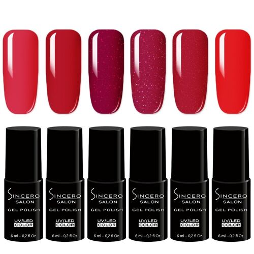 Gel nail polish set SINCERO SALON, Mad for love, 6 x 6ml