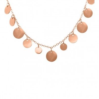 Necklace with large and small pink plates