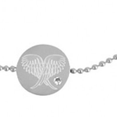 Bracciale con disco - ali d'angelo su catena a sfere in acciaio inossidabile