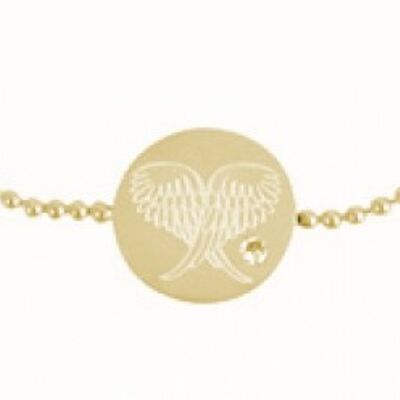 Bracciale con disco - ali d'angelo su catena a palline d'oro