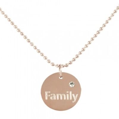 Chain with disc - Familiy on a rosé ball chain