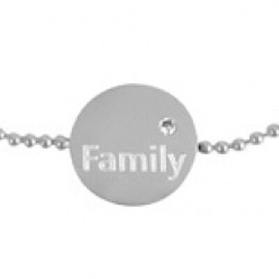 Bracelet with disc - Family on a stainless steel ball chain