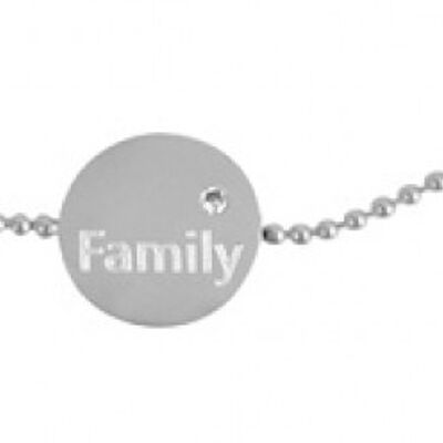 Bracelet avec disque - Famille sur une chaîne à billes en acier inoxydable