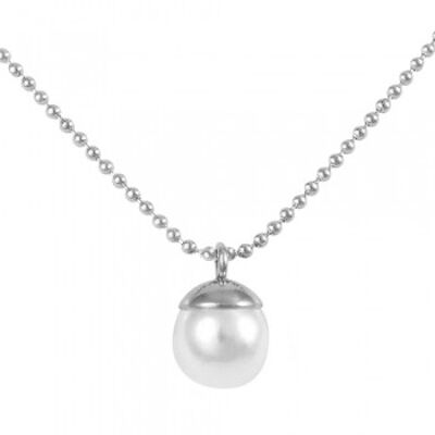 Catena con perla su catena a sfere in acciaio inossidabile