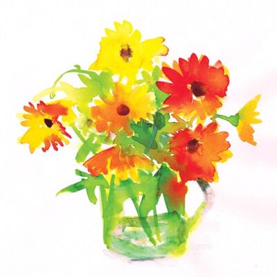 DF07 POT MARIGOLDS GREETING CARD