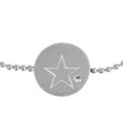 Bracelet with disc - star on stainless steel ball chain