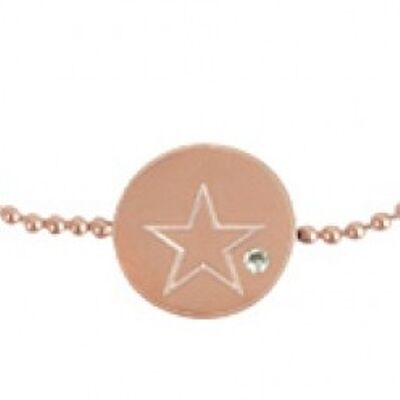 Bracciale con disco - stella su catena a palline rosa