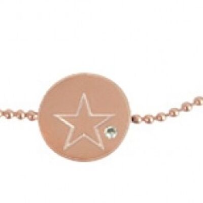 Bracelet avec disque - étoile sur chaîne boule rose