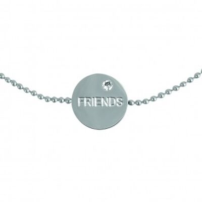 Bracelet with disc - Friends on stainless steel ball chain
