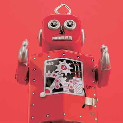 SO02 RED ROBOT GREETING CARD