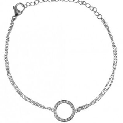 Bracciale cerchio aperto zirconia acciaio