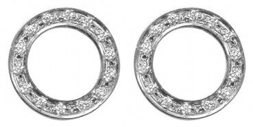 Round open ear studs with set zirconia steel